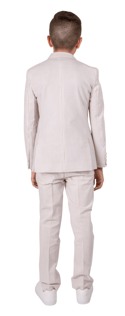 Ferrecci Boys Tan Seersucker 2-Piece Suit Set – Summer Kids Suit