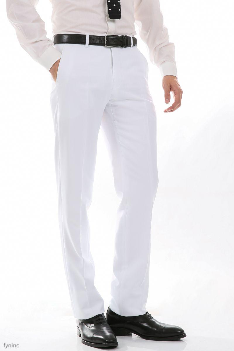 Ferrecci Men's Archer White Slim Fit Flat-Front Dress Pants
