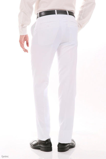 Ferrecci Men's Archer White Slim Fit Flat-Front Dress Pants
