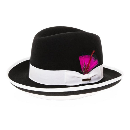 Ferrecci Black & White Two-Tone Godfather Fedora Hat