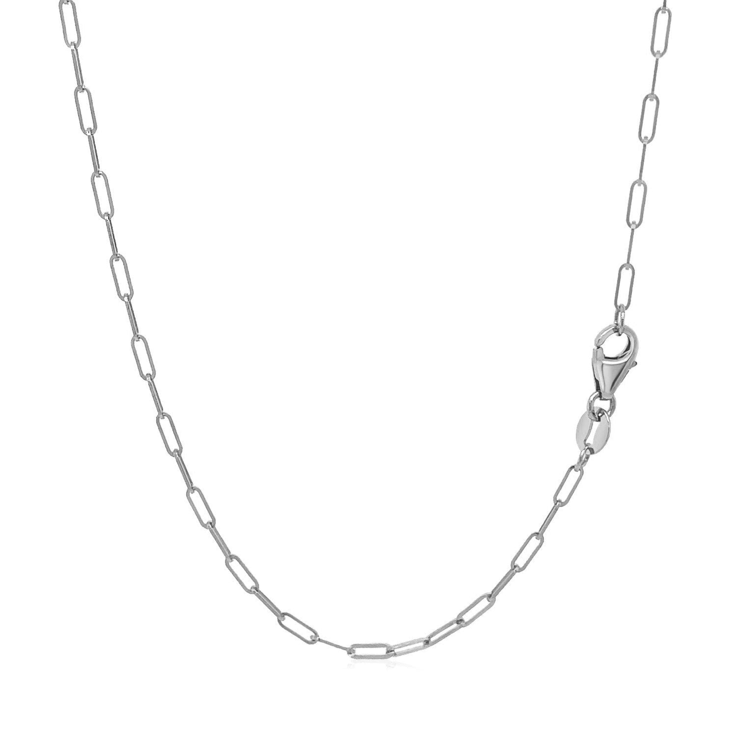 Cadena fina de oro blanco de 14K con diseño de clip (1.5mm)