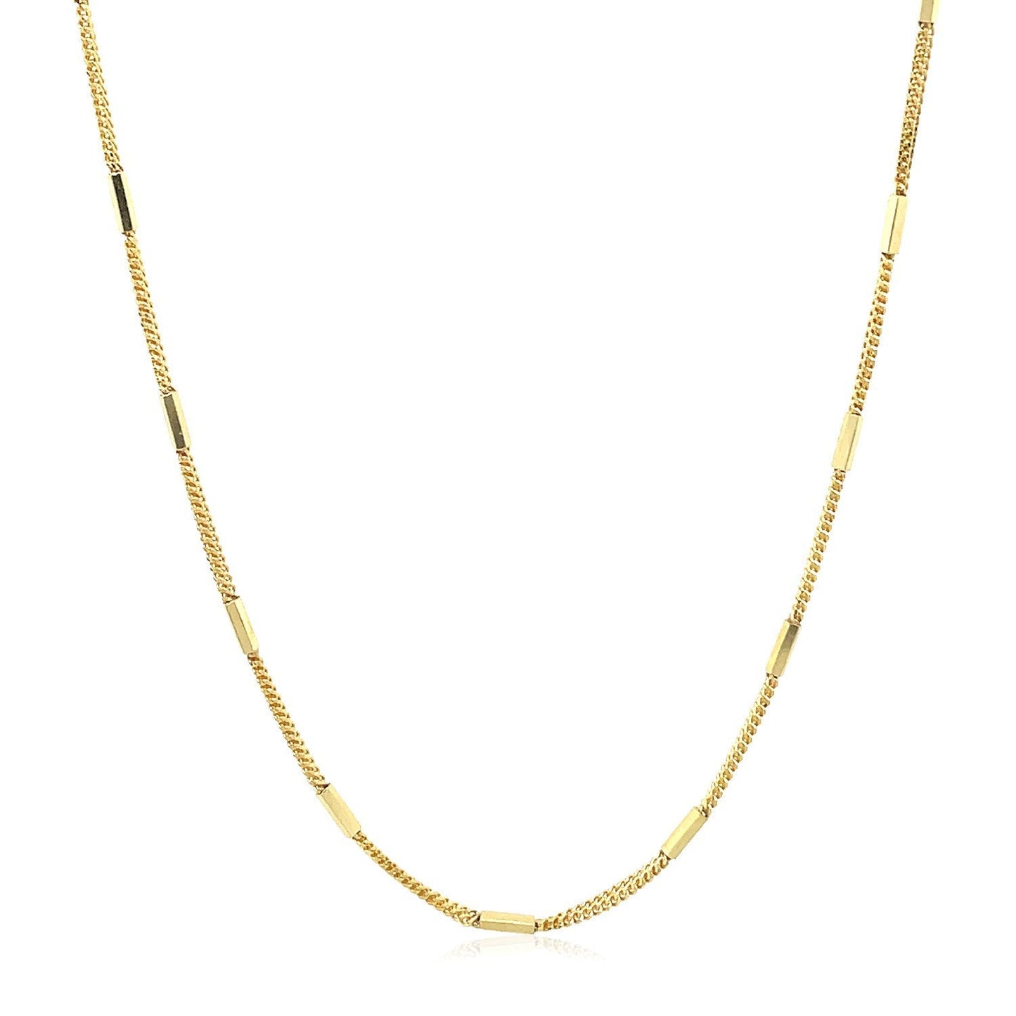 Cadena con colgante de eslabones de barra tallados a diamante en oro amarillo de 14k (1,3 mm)