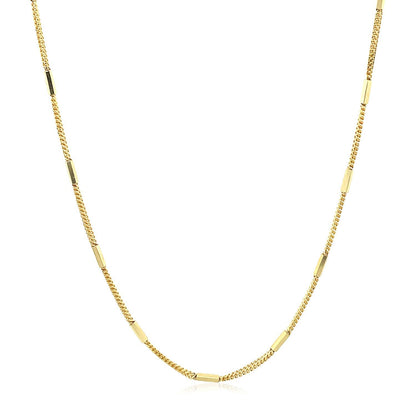 Cadena con colgante de eslabones de barra tallados a diamante en oro amarillo de 14k (1,3 mm)