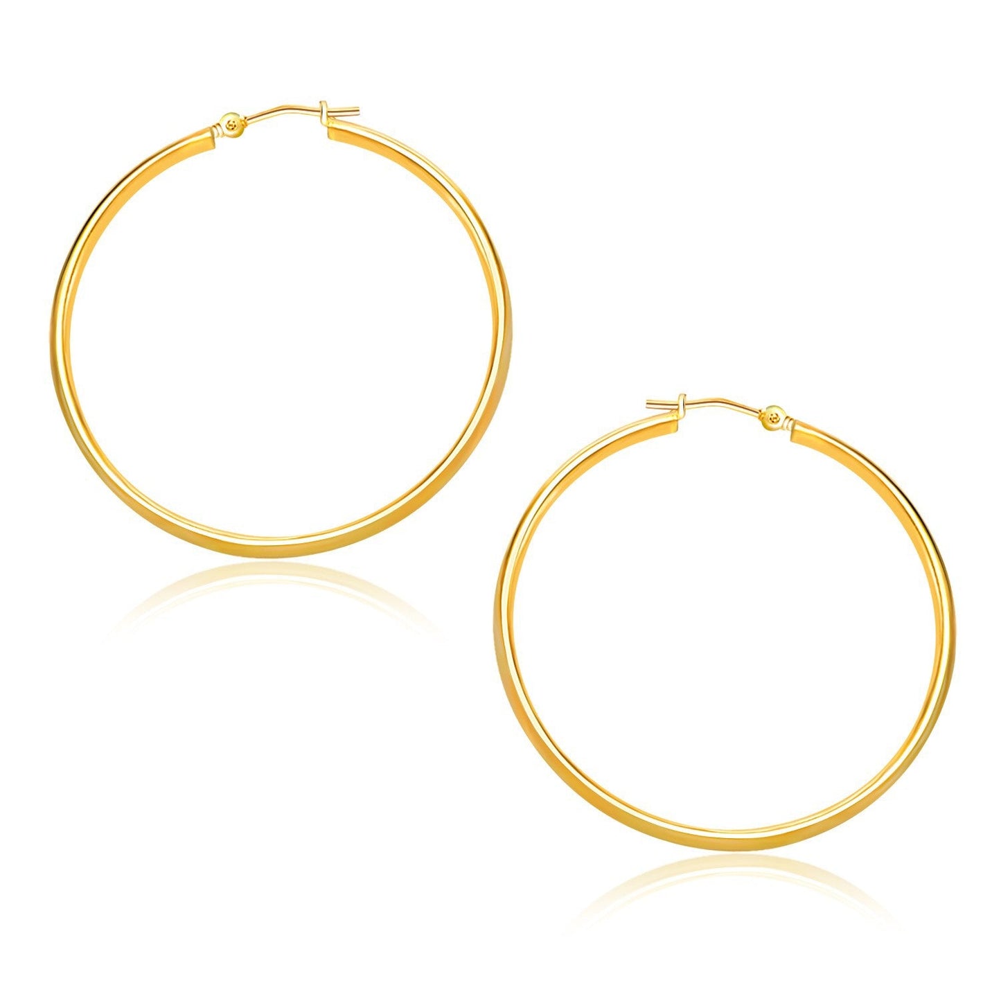 Pendientes de aro pulidos de oro amarillo de 14k (30mm)