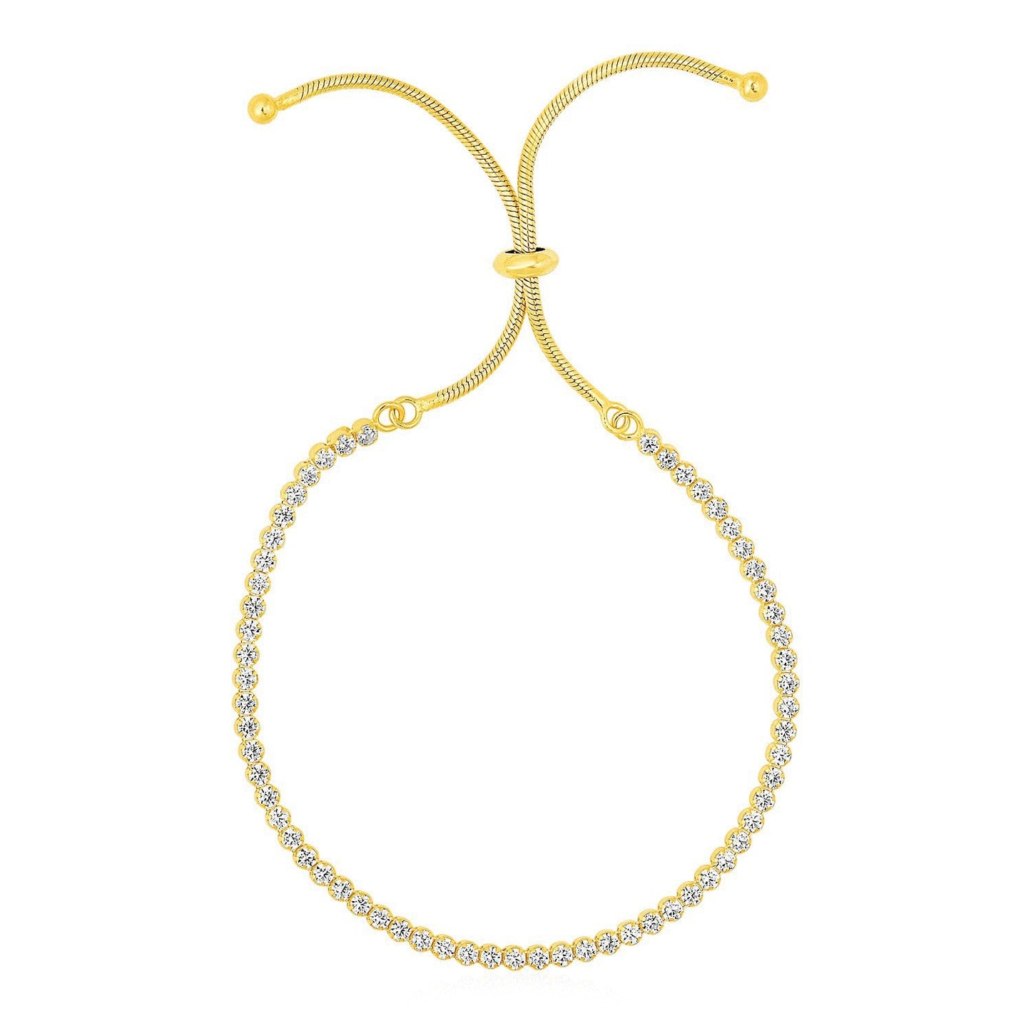Pulsera ajustable estilo tenis con circonitas cúbicas en plata de ley