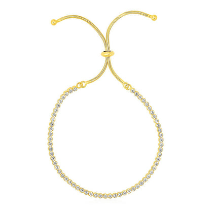 Pulsera ajustable estilo tenis con circonitas cúbicas en plata de ley