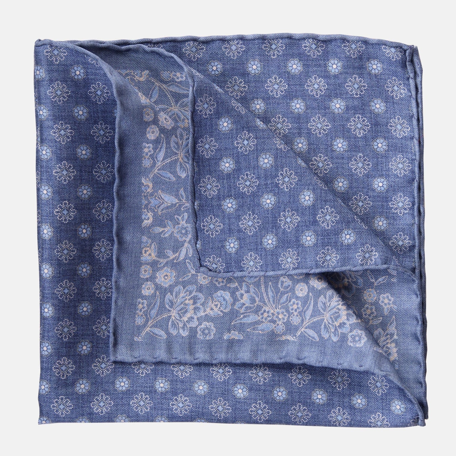 Pascal - Double Sided Silk Pocket Square - Blue - My Men's Shop