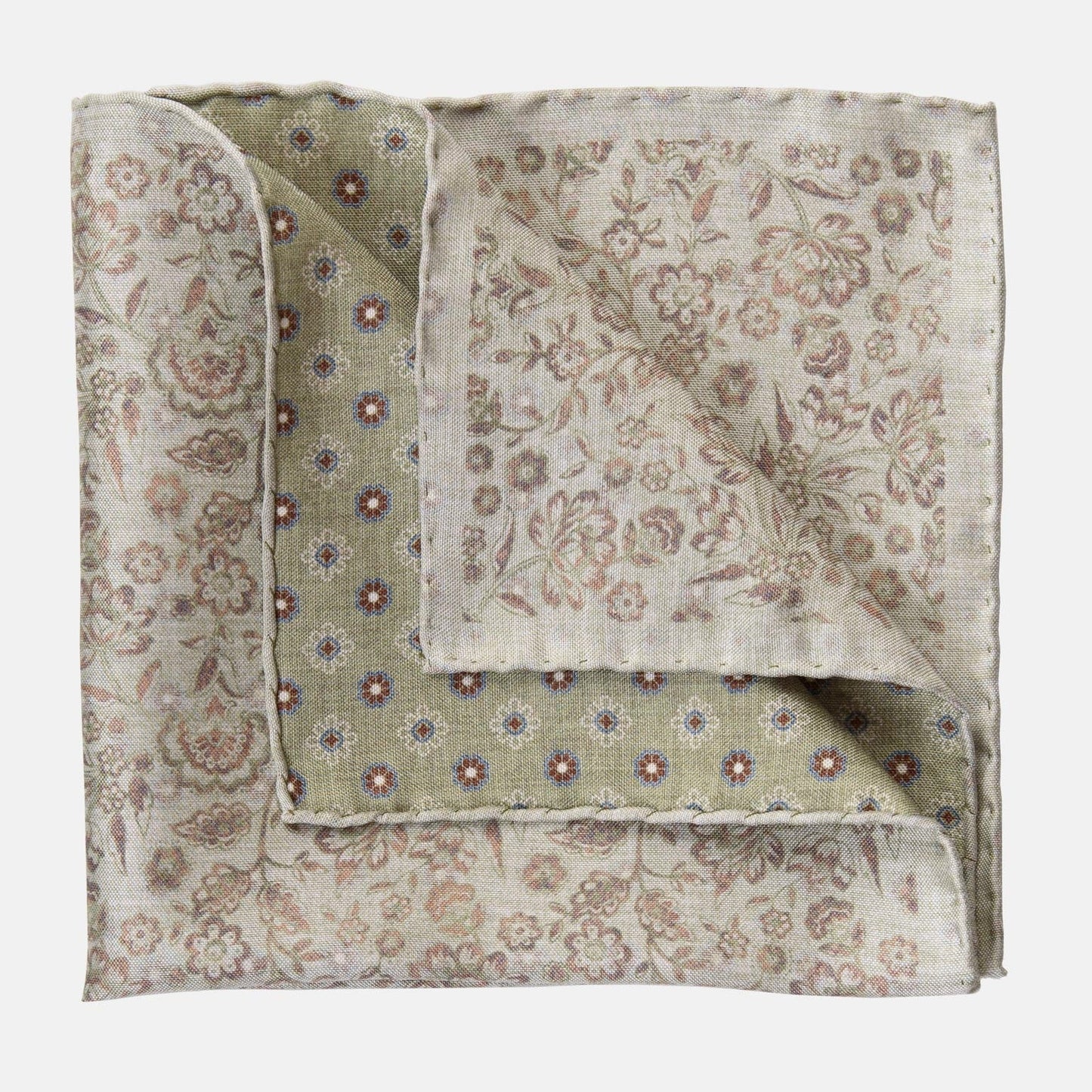 Pascal - Double Sided Silk Pocket Square - Sage Green