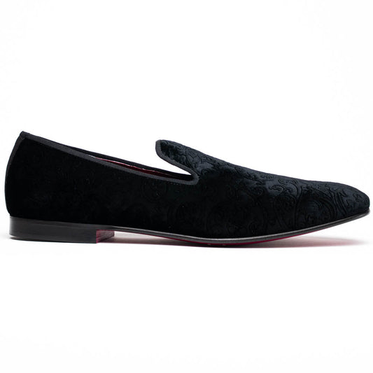 10-520-BLK Zapatilla de esmoquin de terciopelo FORMAL II, Negra