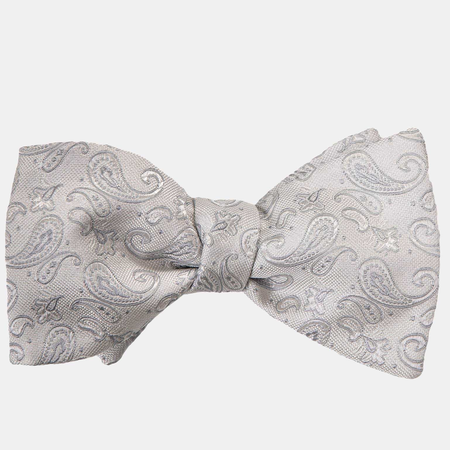 Leonardo - Silk Bow Tie - Silver - My Men's Shop