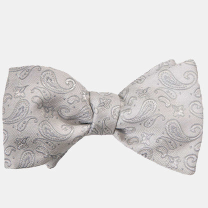 Leonardo - Silk Bow Tie - Silver - My Men's Shop