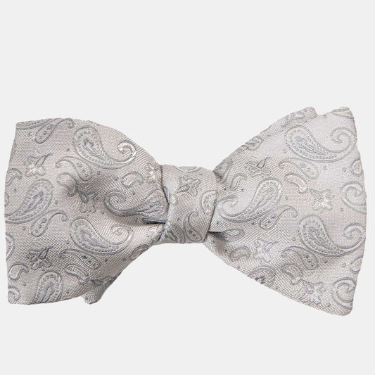 Leonardo - Silk Bow Tie - Silver - My Men's Shop