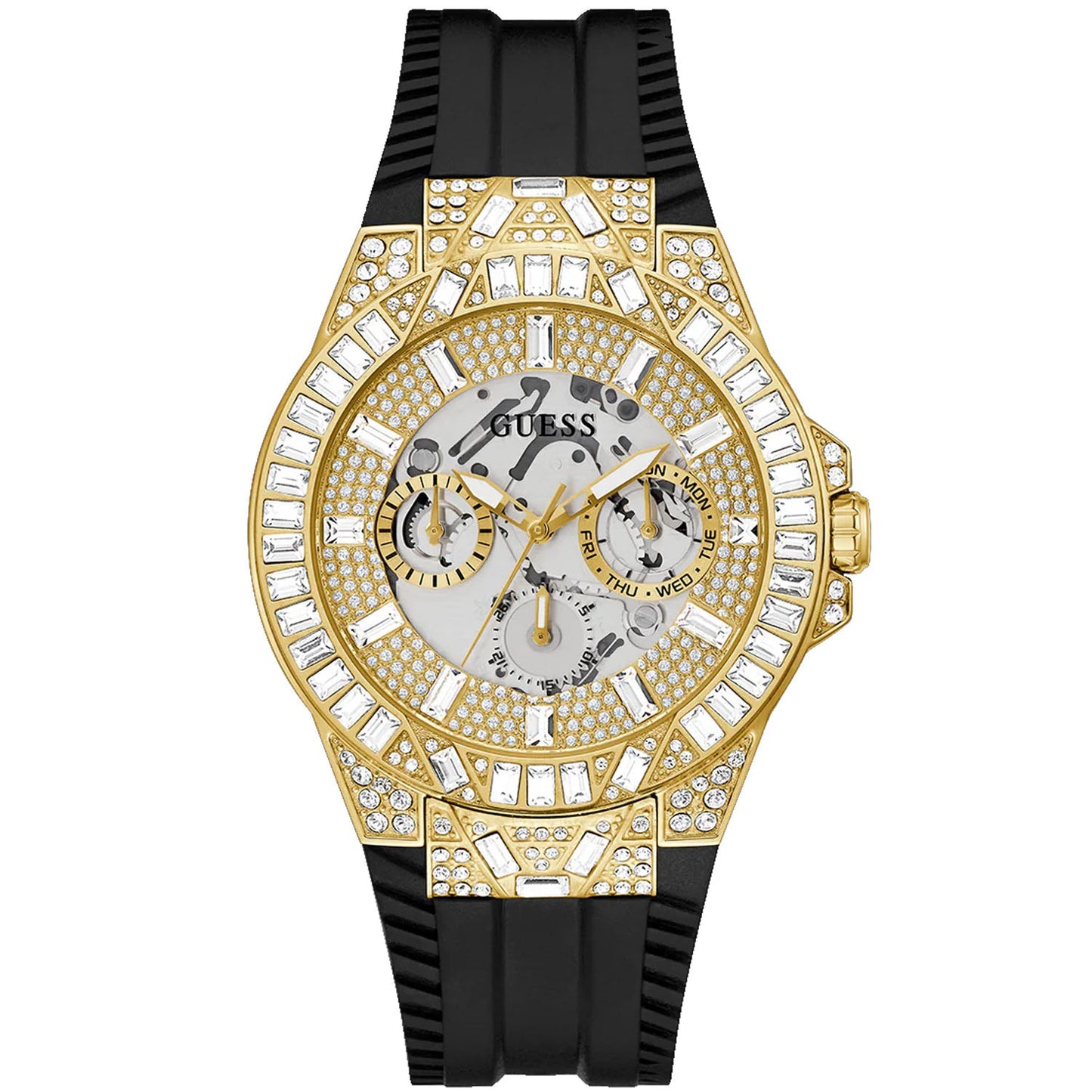 Guess para hombre, tono oro y negro, multifunción