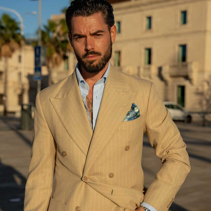 Londra - Silk Pocket Square - Blue and Mint