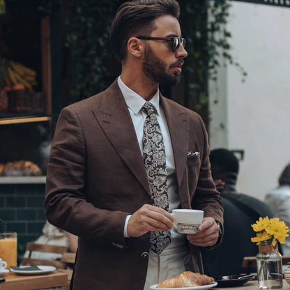 Novara - Printed Silk Tie - Brown - My Men's Shop