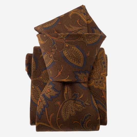 Borromeo - Printed Madder Silk Tie - Pecan Brown - My Men's Shop