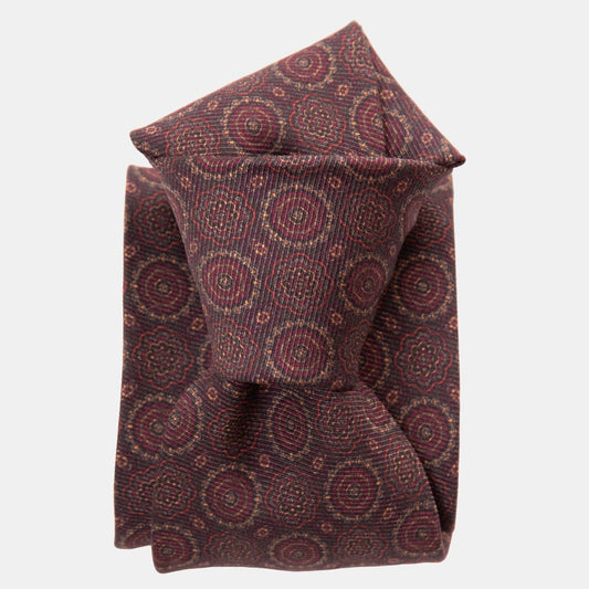 Moretti - Printed Madder Silk Tie - Brown & Burgundy - My Men's Shop