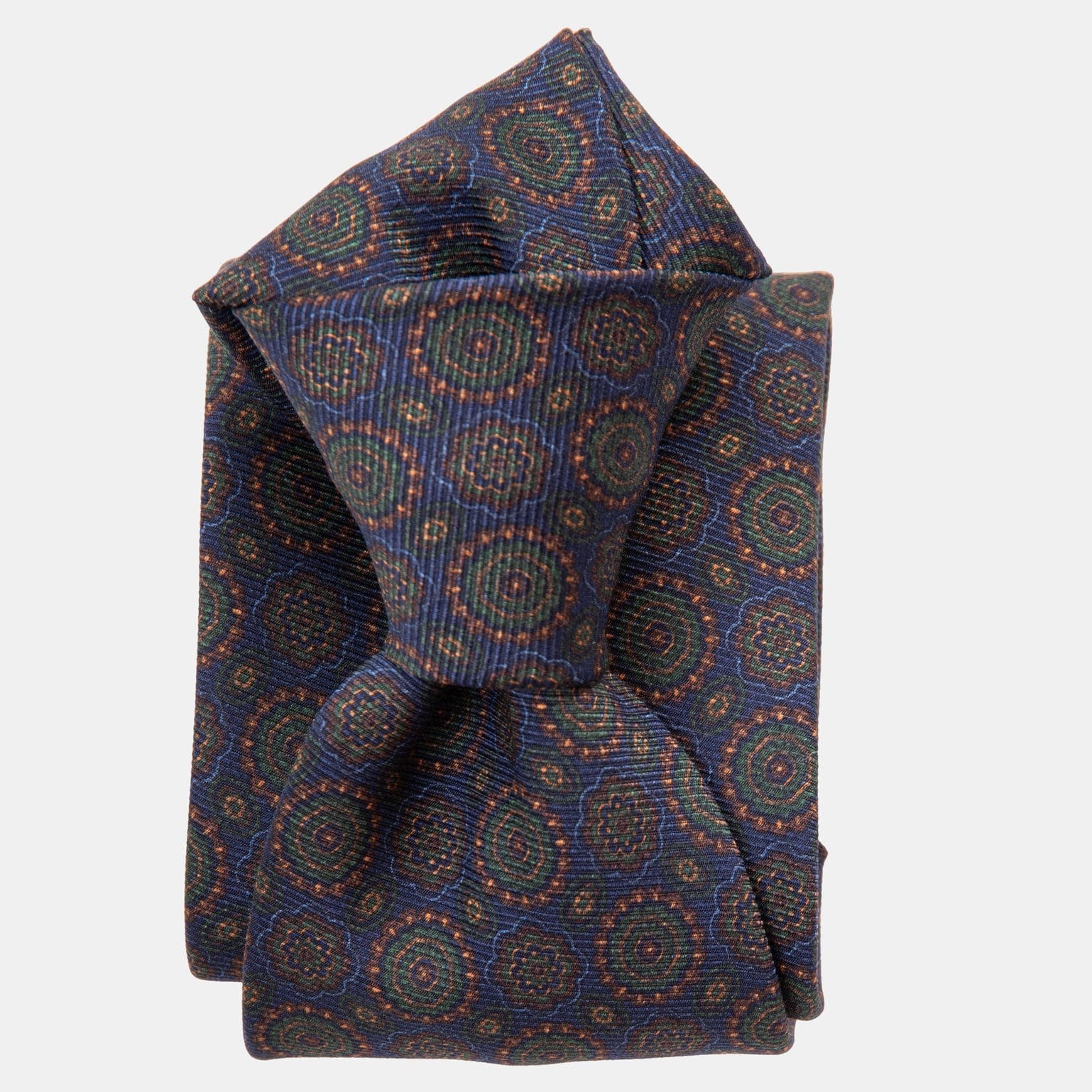 Moretti - Printed Silk Tie - Navy & Green - My Men's Shop