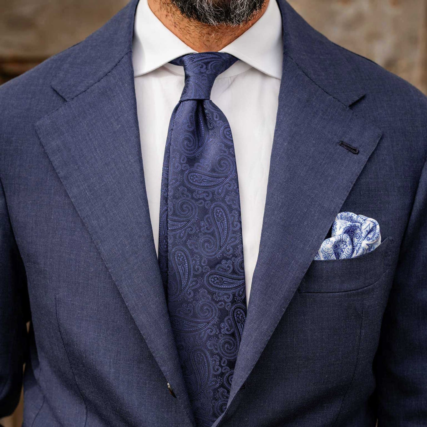 Soave - Silk Jacquard Tie - Midnight Blue