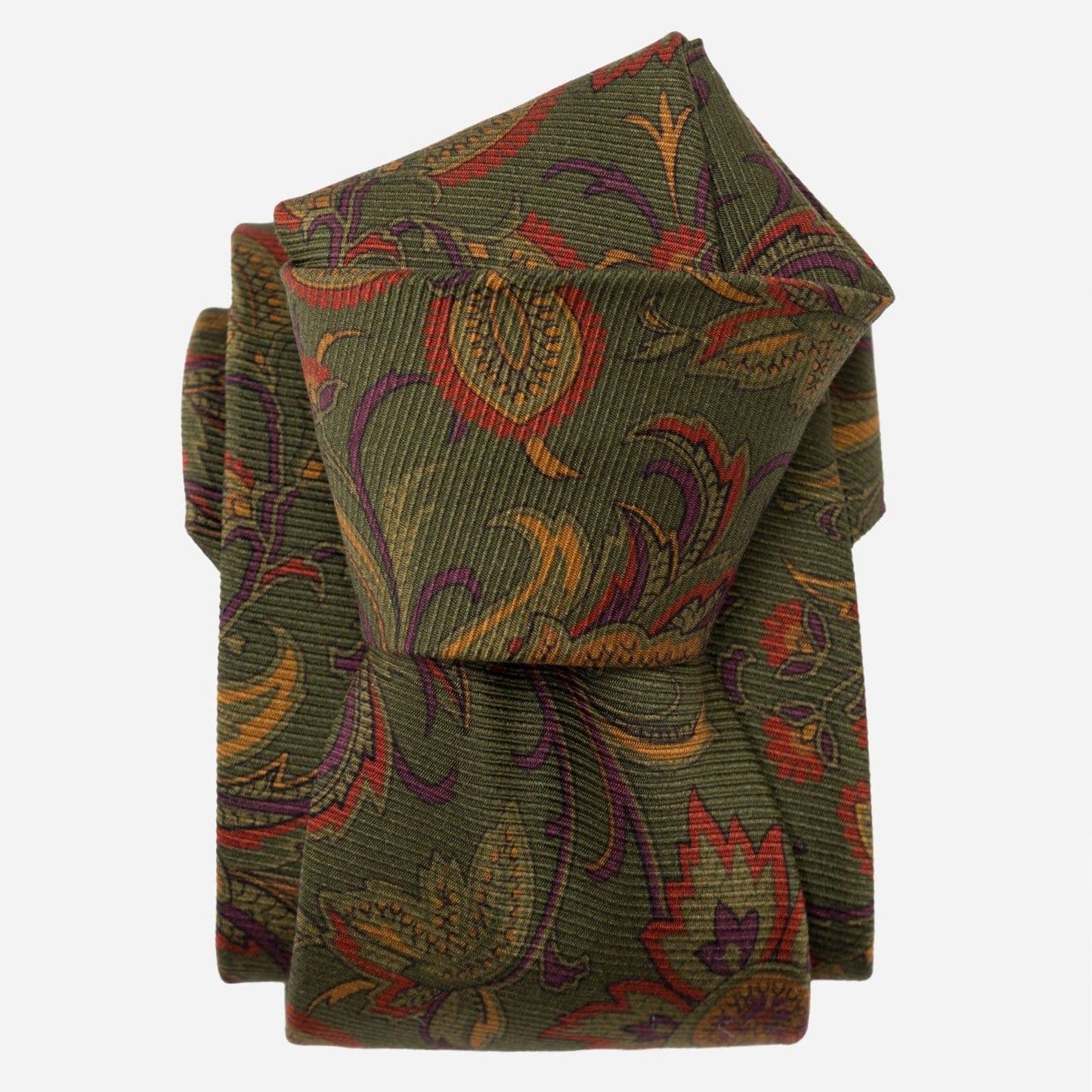 Borromeo - Printed Madder Silk Tie - Olive - My Men's Shop
