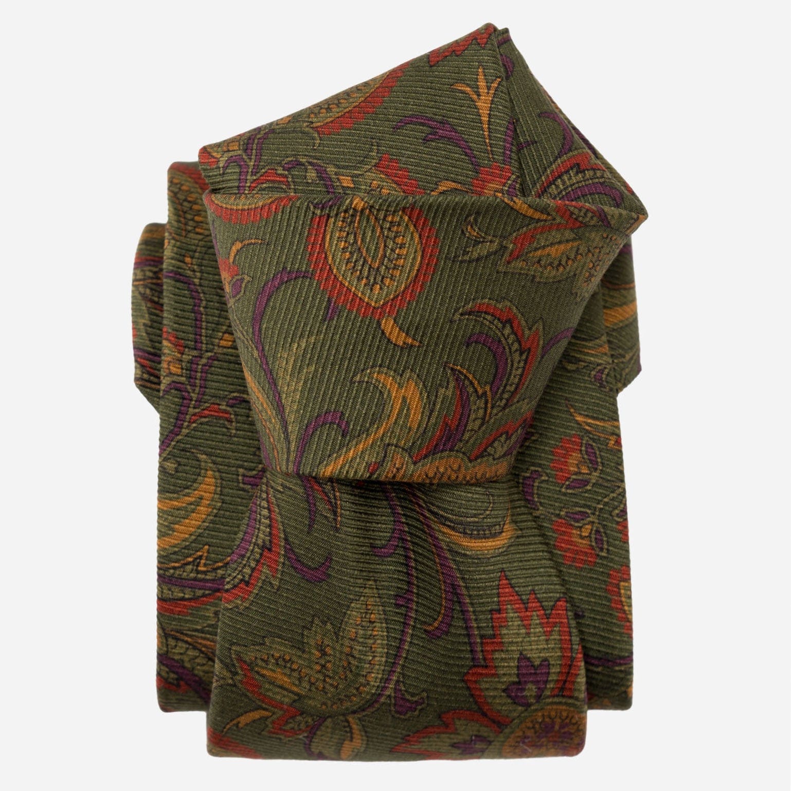 Borromeo - Printed Madder Silk Tie - Olive - My Men's Shop