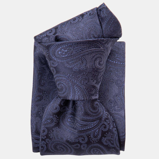 Soave - Silk Jacquard Tie - Midnight Blue