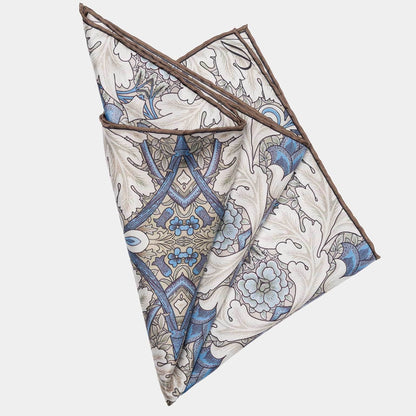 Londra - Silk Pocket Square - Blue and Tan - My Men's Shop