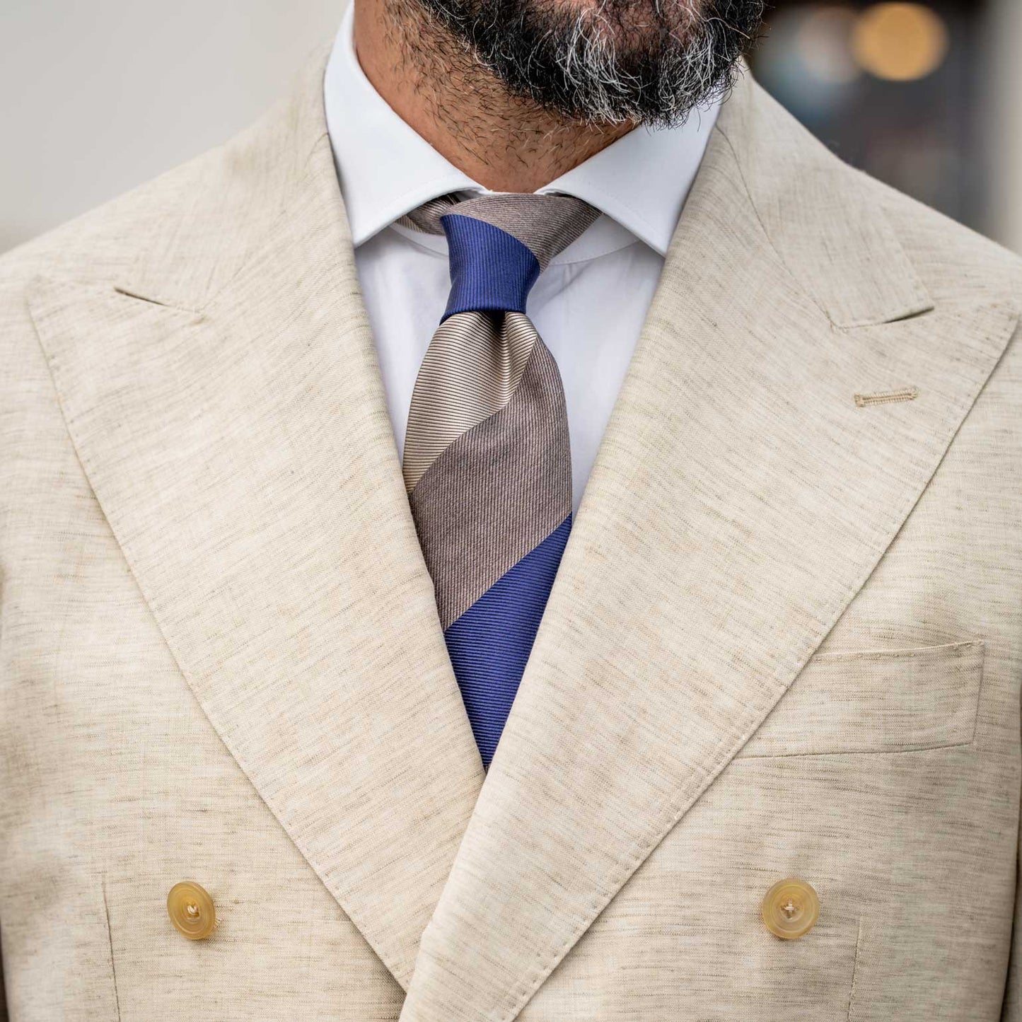 Conero - Silk Jacquard Tie - Taupe Grey