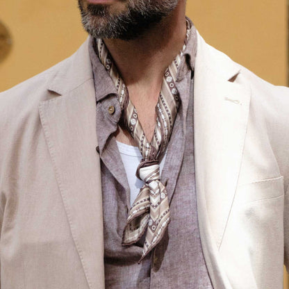 Verona - Silk Neckerchief - White & Sand - My Men's Shop