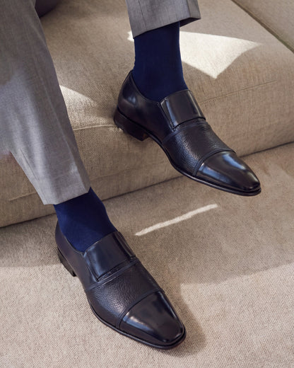 The Everest Navy Leather Cap Toe Dress Loafer Men Shoe