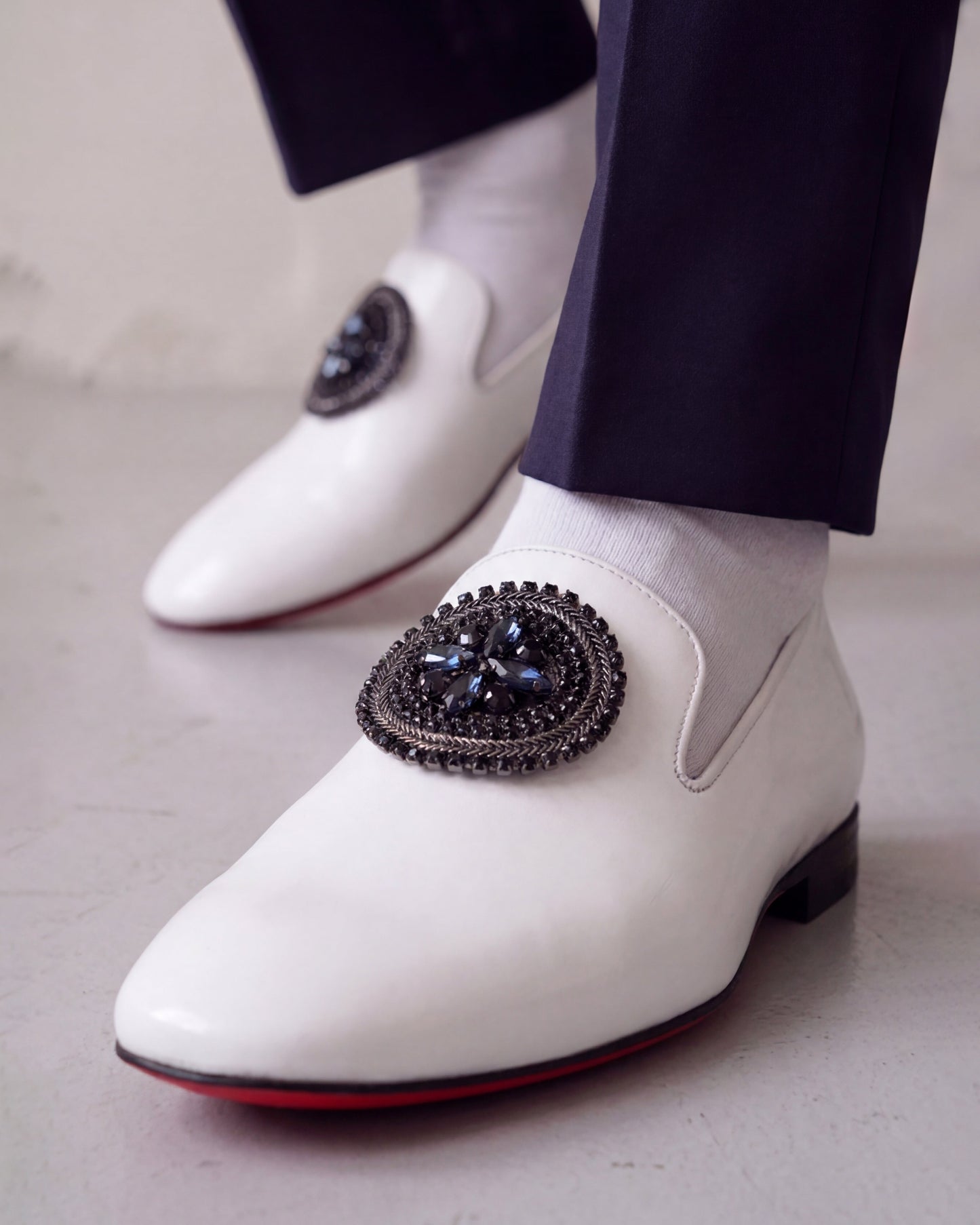 The Pombe White Patent Leather Dress Slip-on Loafer Men Shoe