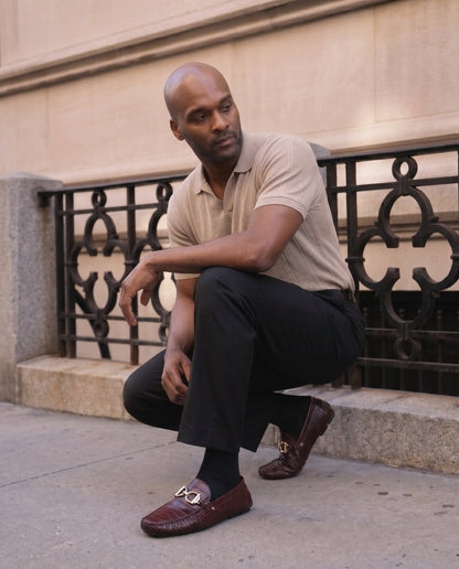 The Pisa Burgundy Leather Bit Drive Loafer Men Shoe