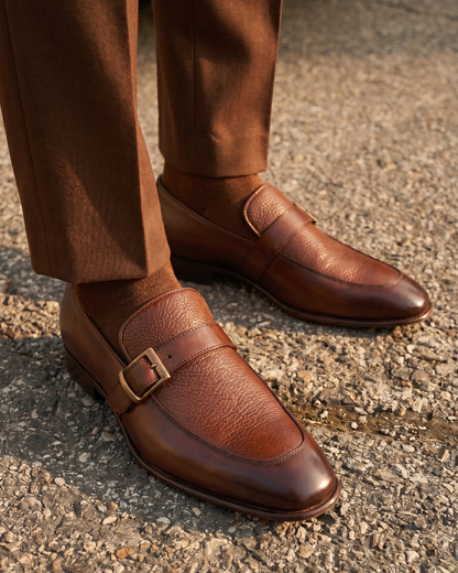 The Marquez Tan Baby Buffalo & Deer Leather Loafer Men Shoe