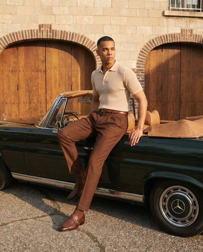 The Marquez Tan Baby Buffalo & Deer Leather Loafer Men Shoe