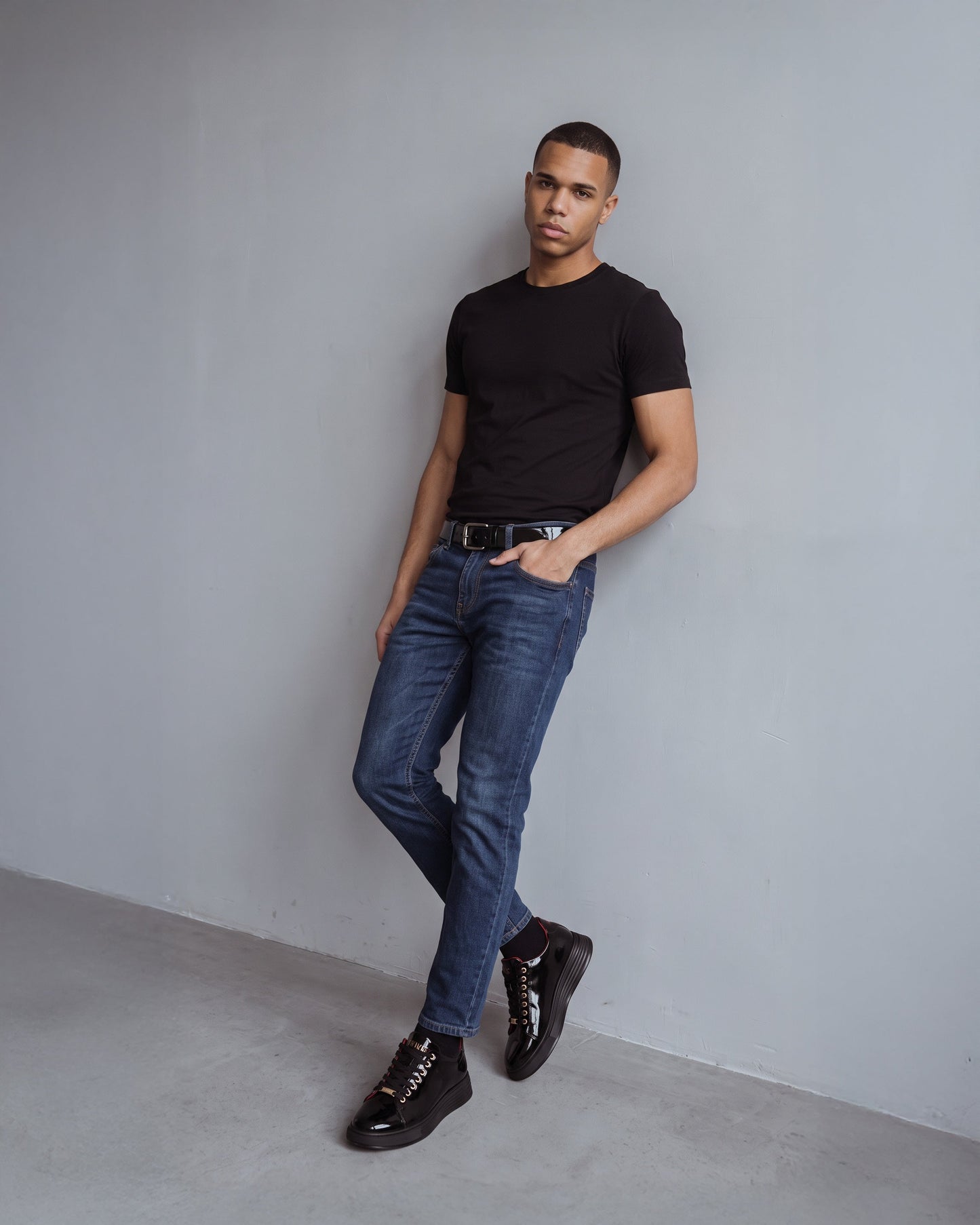 The Peklin Patent Black Leather Men Sneaker