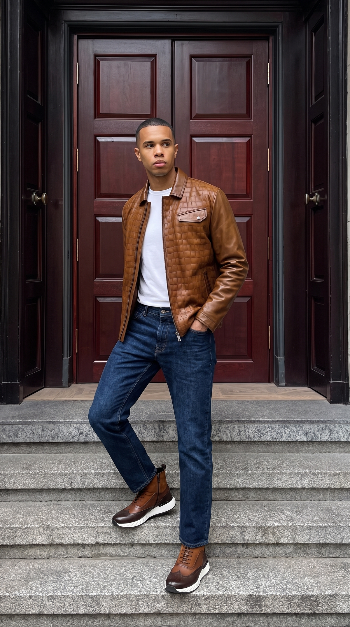 The Emerson Tan Leather Men Jacket