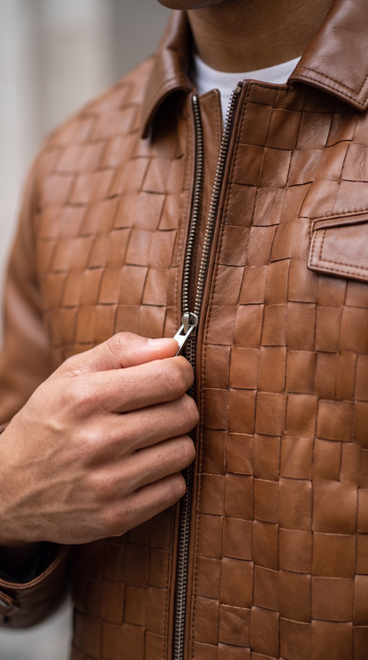 The Emerson Tan Leather Men Jacket