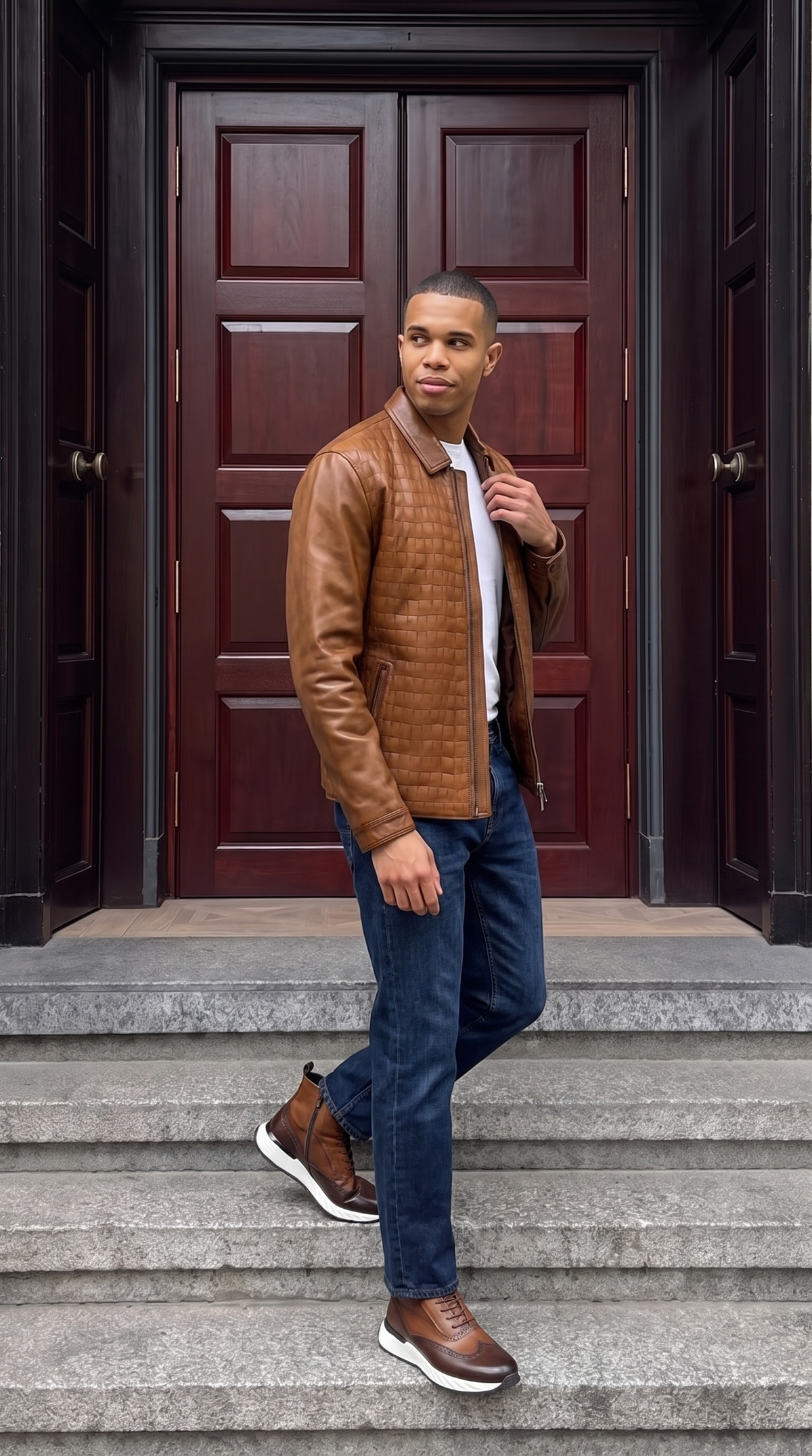 The Emerson Tan Leather Men Jacket