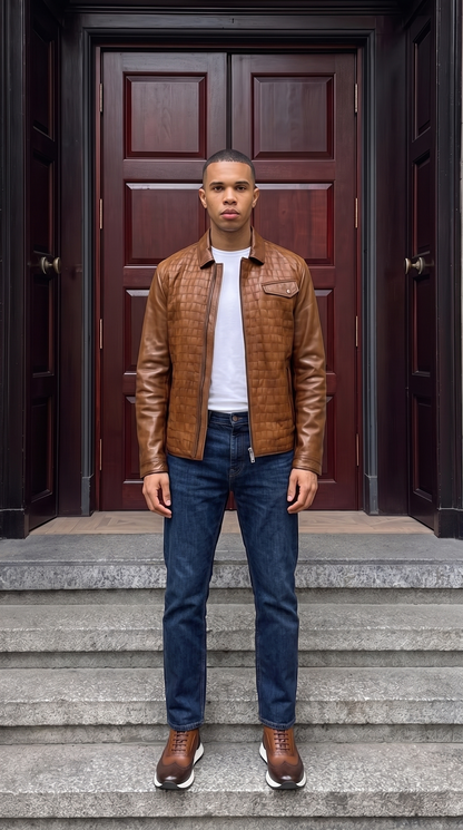 The Emerson Tan Leather Men Jacket