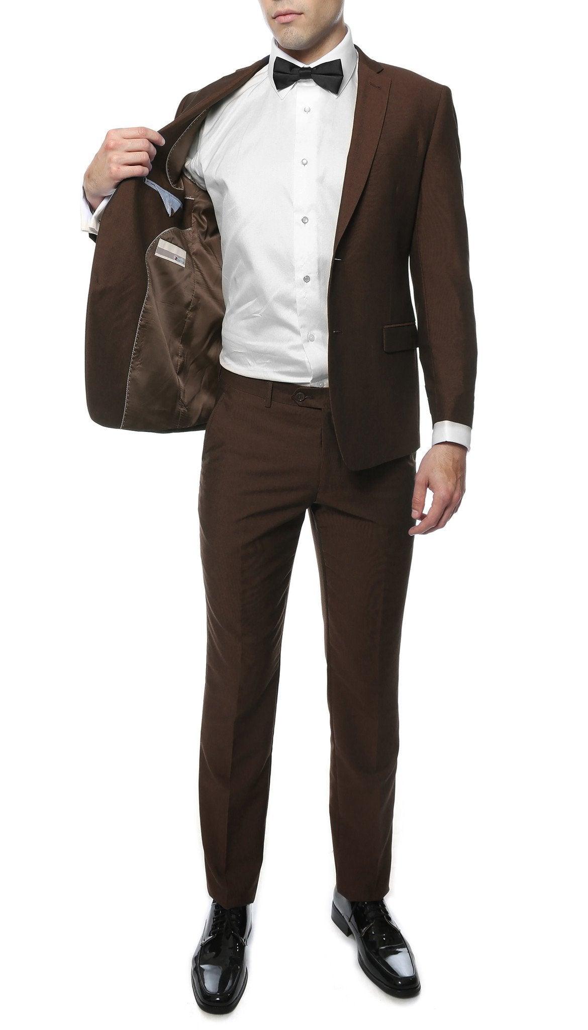 Hudson Brown Slim Fit 2 Piece Suit