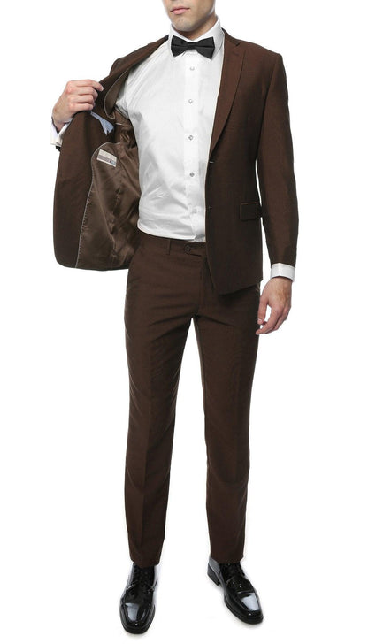 Hudson Brown Slim Fit 2 Piece Suit