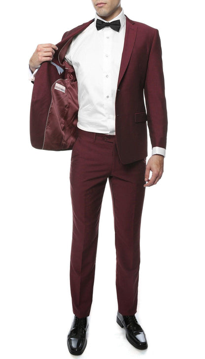 Hudson Burgundy Slim Fit 2 Piece Suit