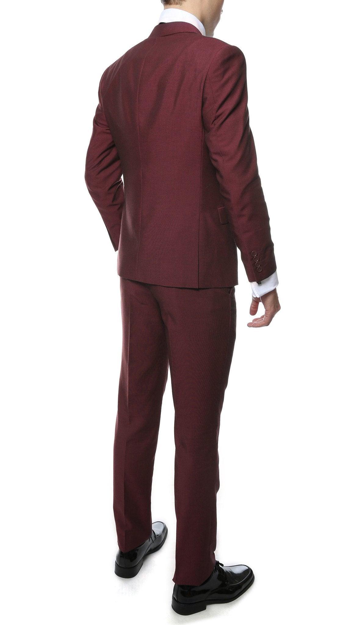 Hudson Burgundy Slim Fit 2 Piece Suit