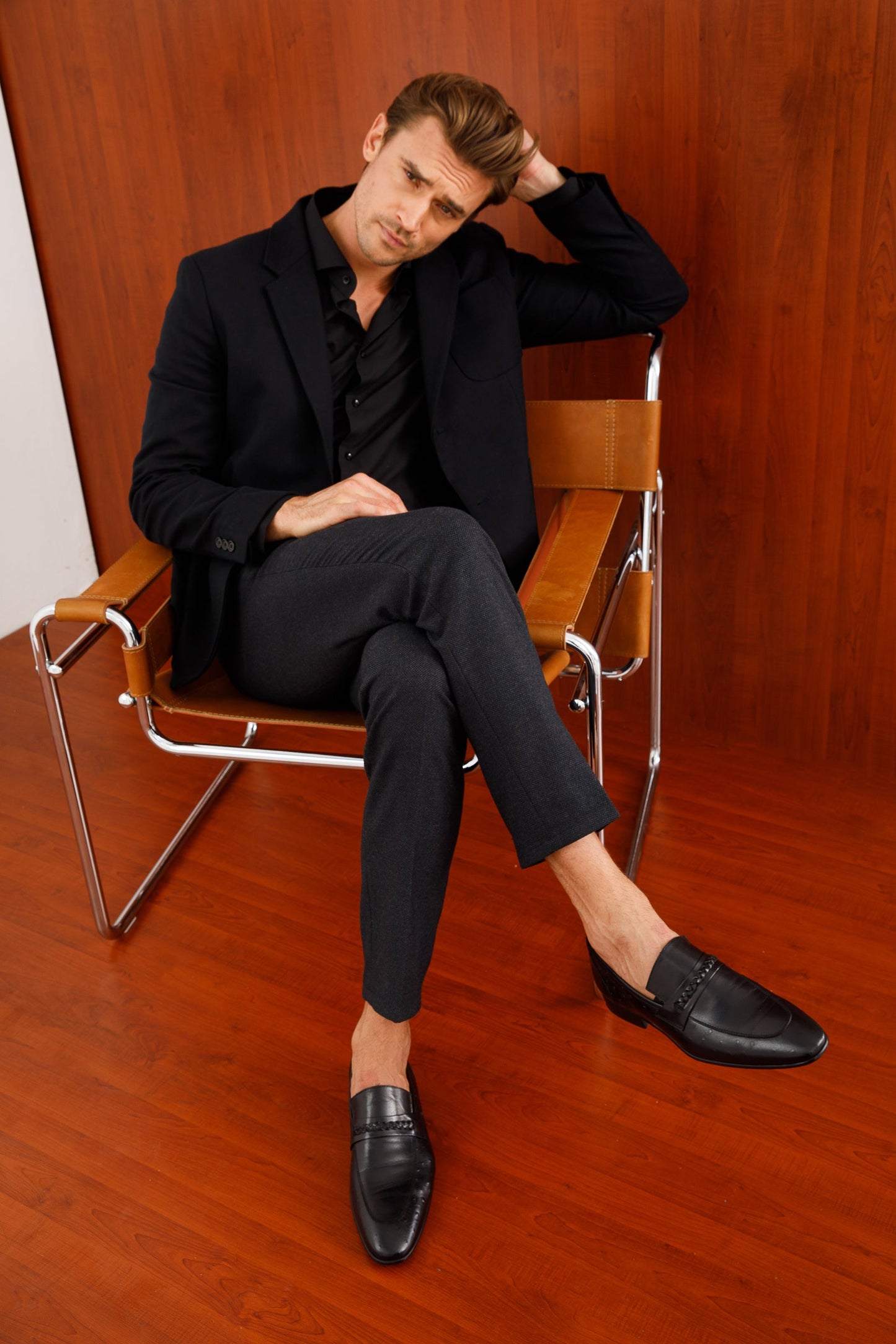 The Johannesburg Black Leather Dress Loafer Men  Shoe