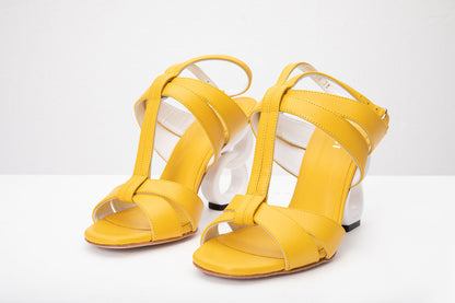 The Duffryn Yellow T-Strap Leather Women Sandal