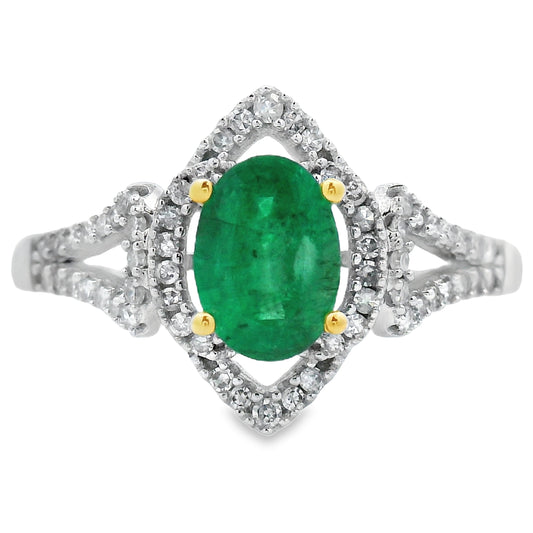 Anillo de oro blanco de 14 quilates con diamante esmeralda de 0,94 ct.