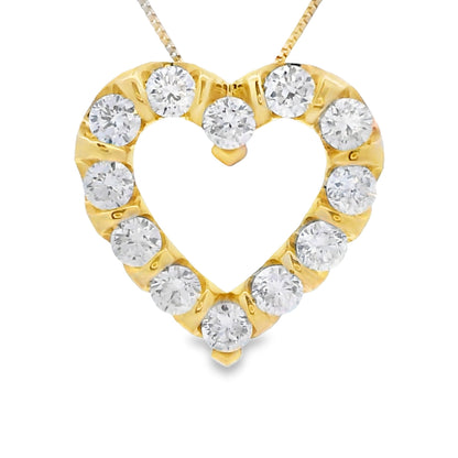 Colgante de corazón de diamante cultivado en laboratorio de oro amarillo de 10KT