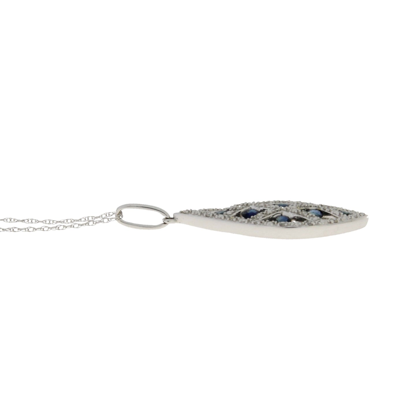 Colgantes de moda de zafiro y diamantes de .58ct en oro blanco de 14kt