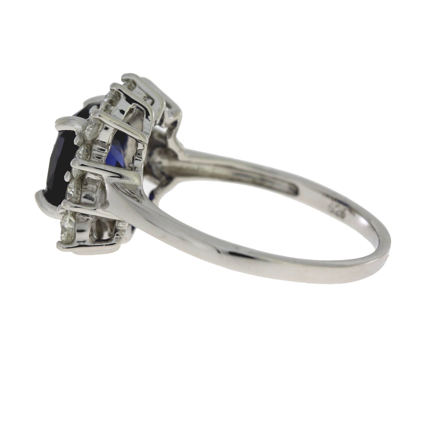 Anillo de zafiro y moissanita de plata esterlina