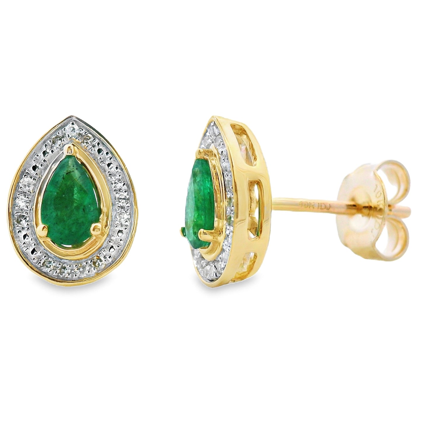 Pendientes de oro amarillo de 10 kt con diamantes esmeralda de 0,45 qt